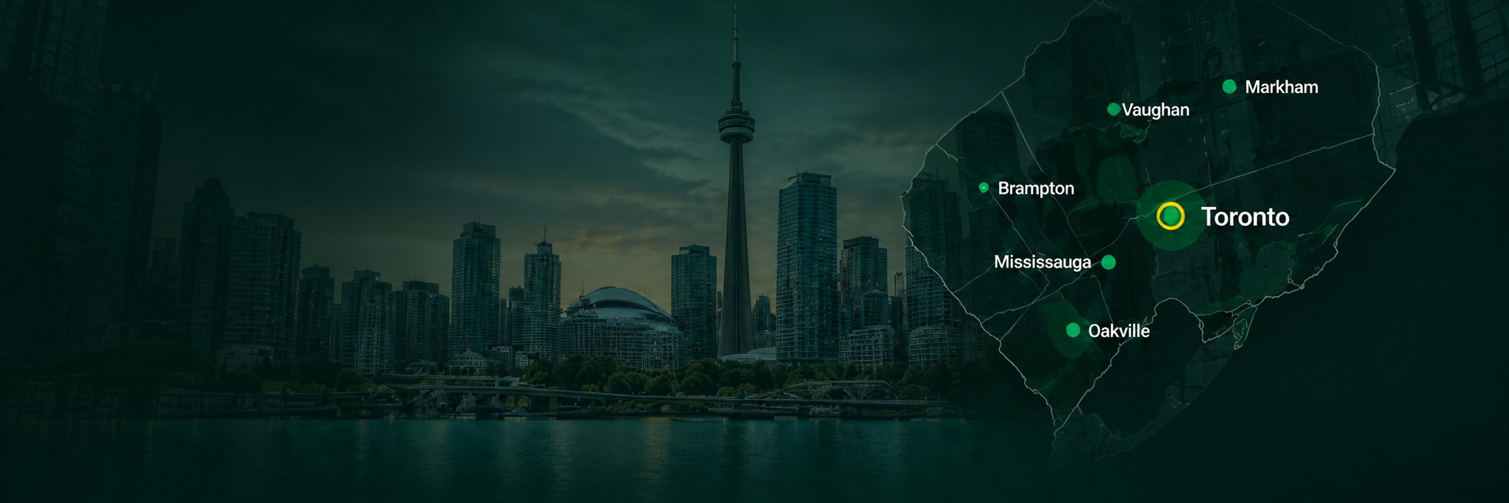 Illustrative map of Toronto and surrounding cities